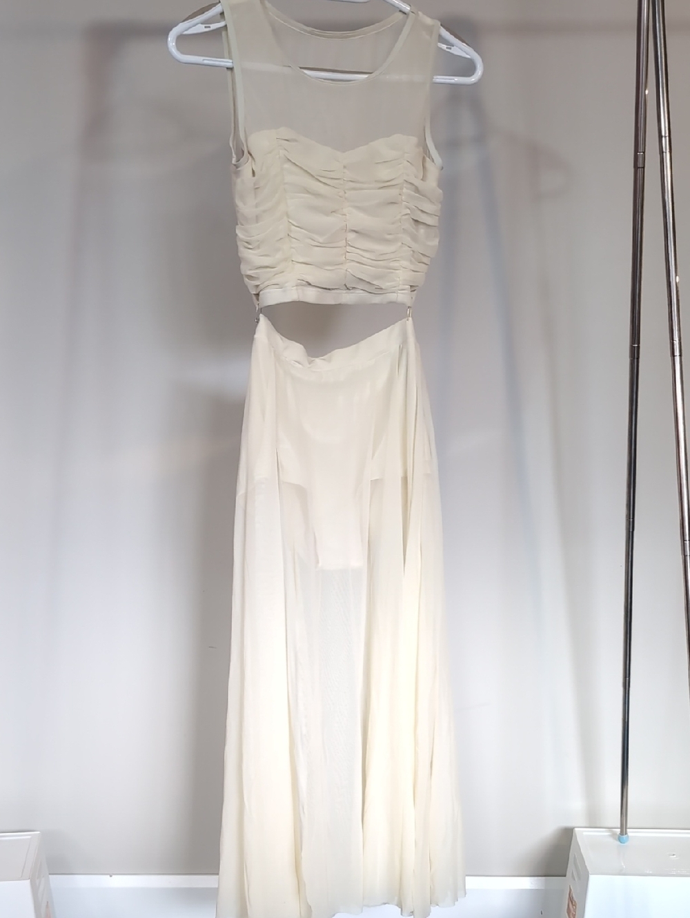 Ivory Two-Piece Sheer Maxi Dress